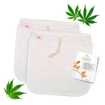 Bolsita hecha de fibra Cañamo para leche vegetal (2 bolsas - 30x30 cm) filtro