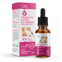 Sativida Hemp gotas de cañamo para Mascotas 5% - 500mg 10 ml perros y gatos para ansiedad, dolor, estrés, sueño, articulaciones